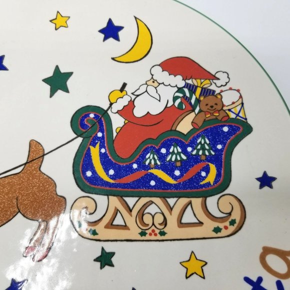 Mikasa Cookies For Santa Treat Plate Platter Reindeer Sleigh 11 Inch Ceramic FX0 - Picture 4 of 11